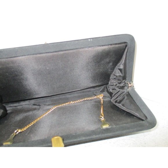 *Vintage RETRO Black Envelope Clutch Pour de Soie Evening Wristlet w Strap - Picture 5 of 6